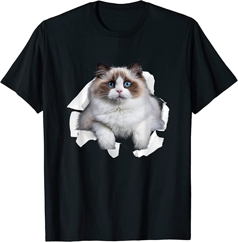 Sweet Kitten Torn Cloth | Himalayan Ragdoll Birman Cat Mom T-Shirt