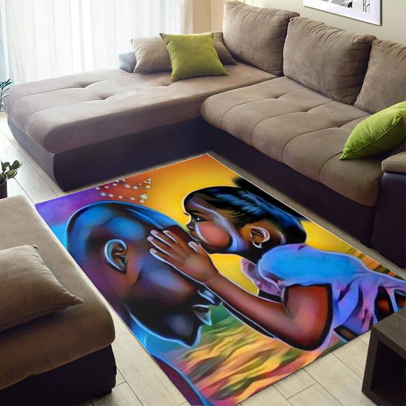 Trendy African Style Rugs Cute African American Melanin Afro Girl African Large Carpet African Themed Home Decor WBG3991