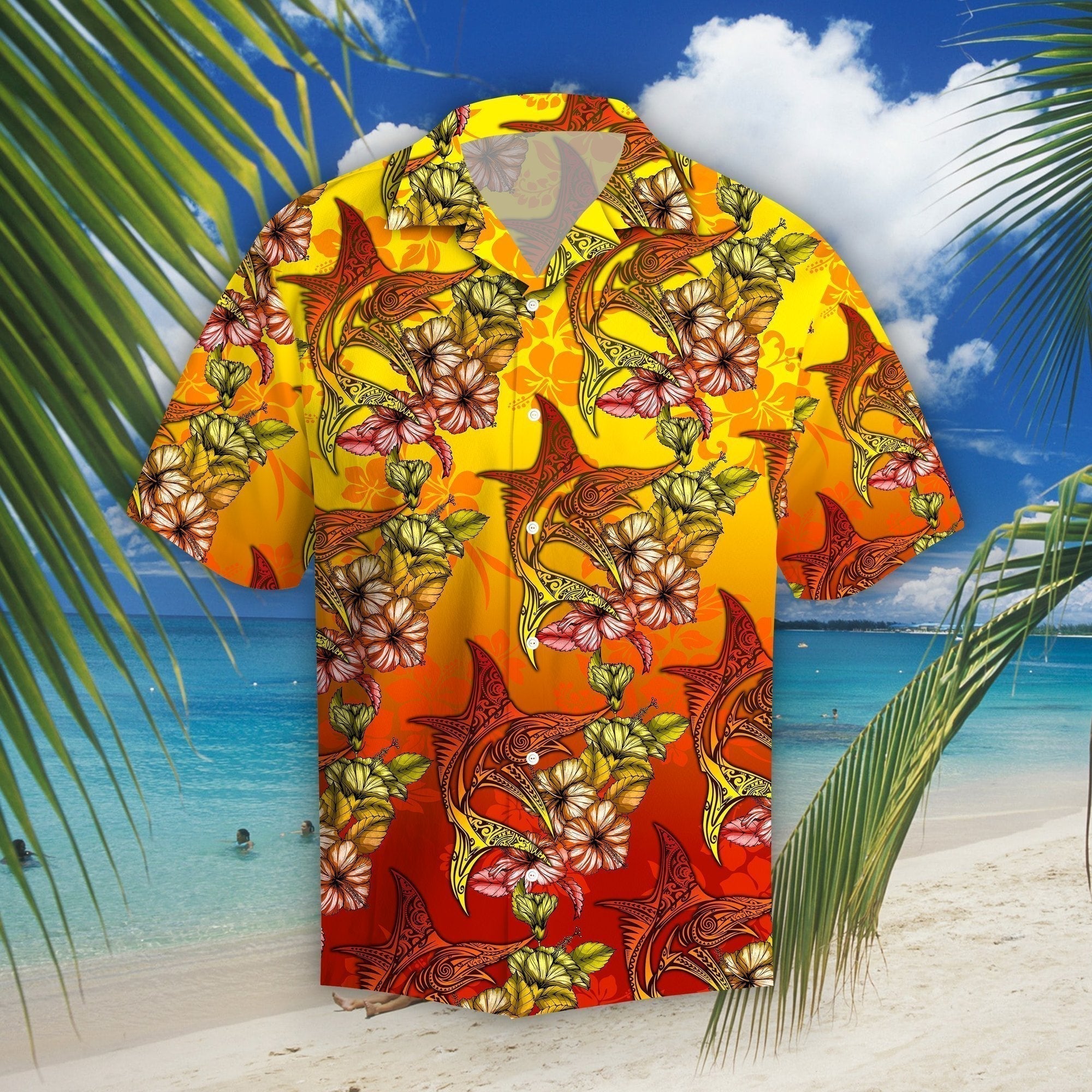 Marlins Hibiscus Tropical Hawaii Shirt For Men And Women Ha91866