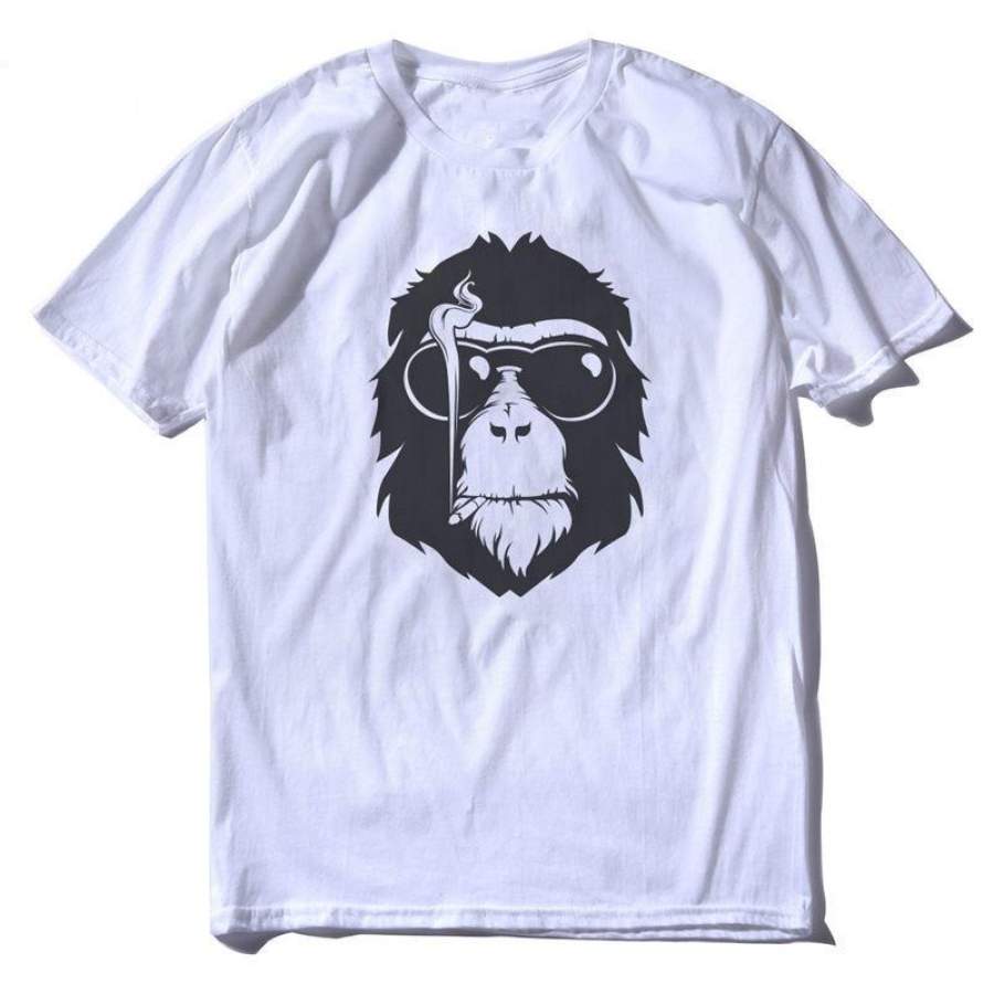 XIECONG Short Sleeve Monkey Printed Men Tshirt Cool Men’S Tee Shirts Tops Men T-Shirt Cotton Casual Mens T Shirts