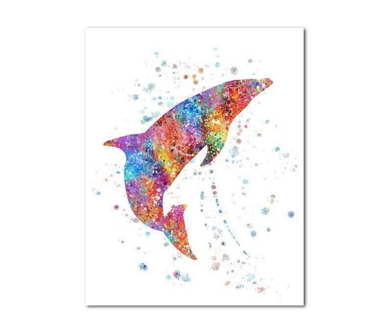 Colorful Cute Dolphin Art Poster