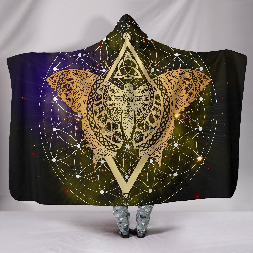 Mandala Zodiac Style Gold Butterfly Hooded Blanket Gift Idea