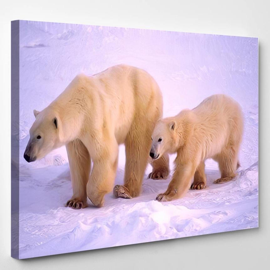 Polar Bear Cub Standing On Canadian – Bear Animals Canvas Print