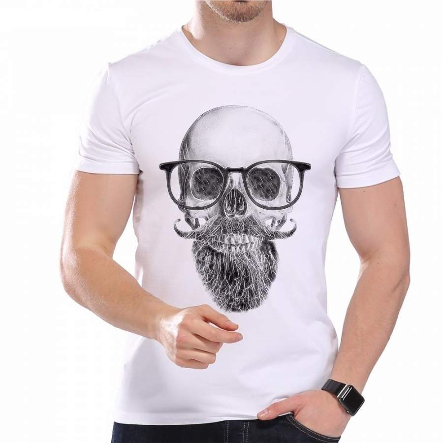 Brand Vintage Summer Men’s T-Shirt White Beard Scholar Printed Short Sleeve O-Neck Modal Hipster Tops Tees