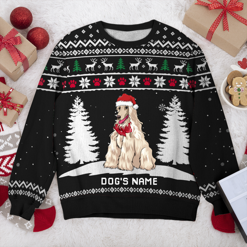 Afghan Hound Winter Dog Personalized Sweater, Dog Ugly Christmas Sweater