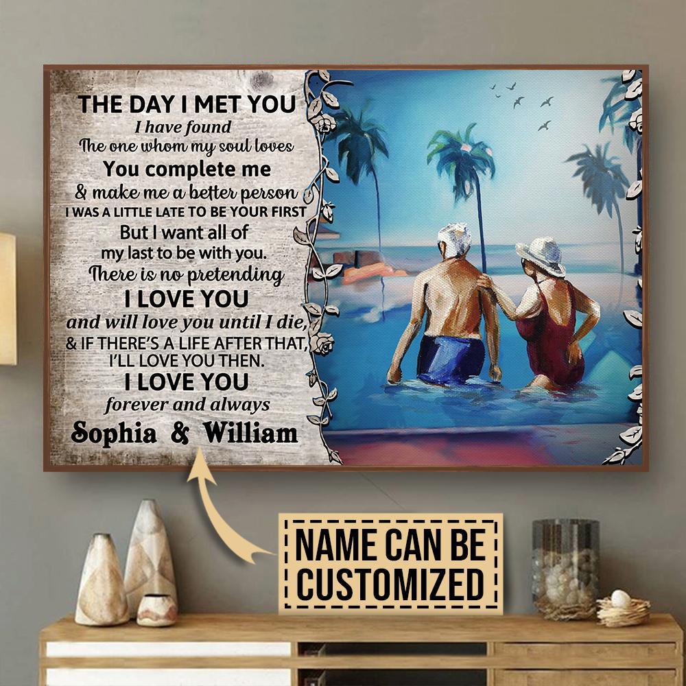 Aeticon Gifts Personalized Swimming The Day I Met Canvas Mom Dad Gift Home Decor