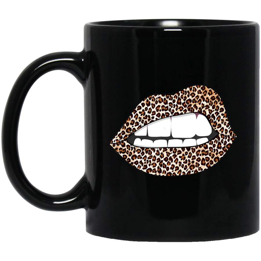 Sexy Leopard Print Lips Kiss Me Love Pout Lipstick Coffee Mug