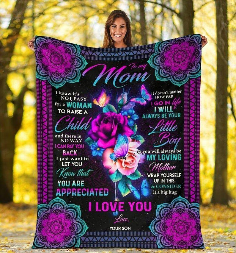 To My Mom I Love You For Mom Thank You For Everything Mother’S Day Gifts For Mom Home Decor Fleece Quilt Blanket Personalized Home Decor