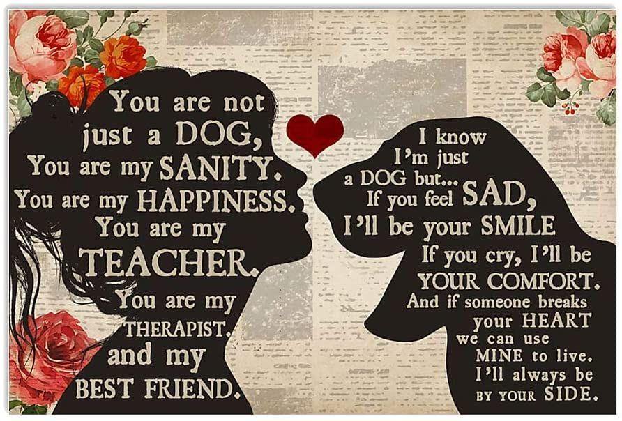 Best Friend You Are Not Just A Dog Silhouette – Best Idea Gift , Gift For Home Decor, Gift For Family – Horizontal Canvas Matte Canvas Wall Art