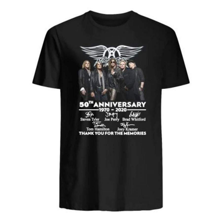 Aerosmith 50th Anniversary 1970-2020 signatures Thank You for The Memories T-Shirts