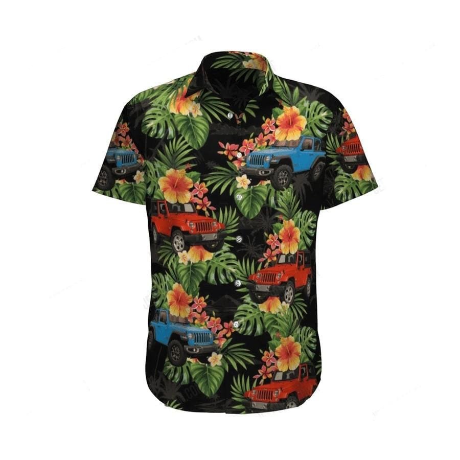 Hawaii Aloha Shirts Jeep Yellow Flowers Ha93423