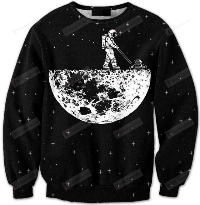 Astronaut Moon Trim Ugly Christmas Sweater, All Over Print Sweatshirt