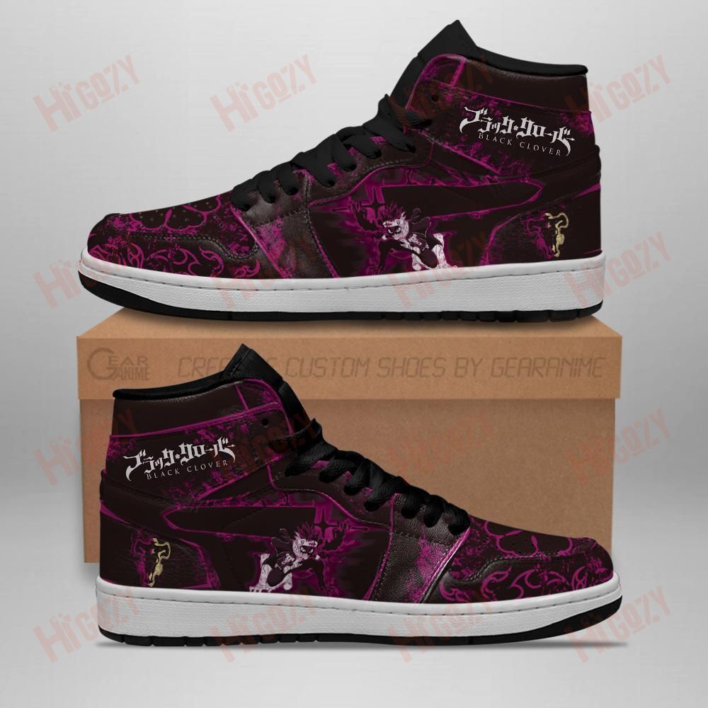 Black Asta Sneakers Custom Purple Black Clover Anime Sneakers