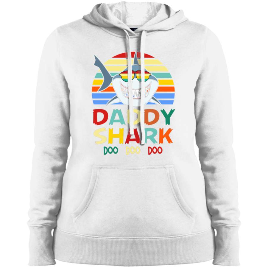 AGR Retro Vintage Daddy Shark Tshirt gift for Father Ladies’ Pullover Hooded Sweatshirt