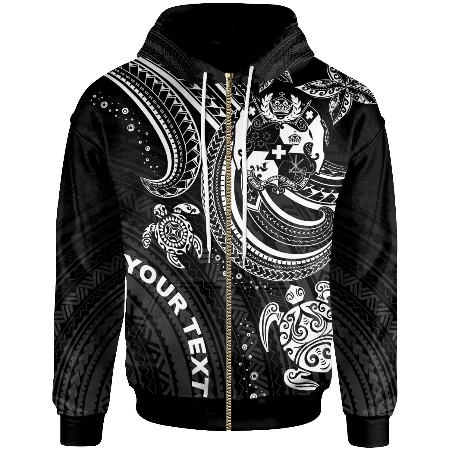 Tonga Custom Personalised Zip-Up Hoodie – White Turtle – BN26