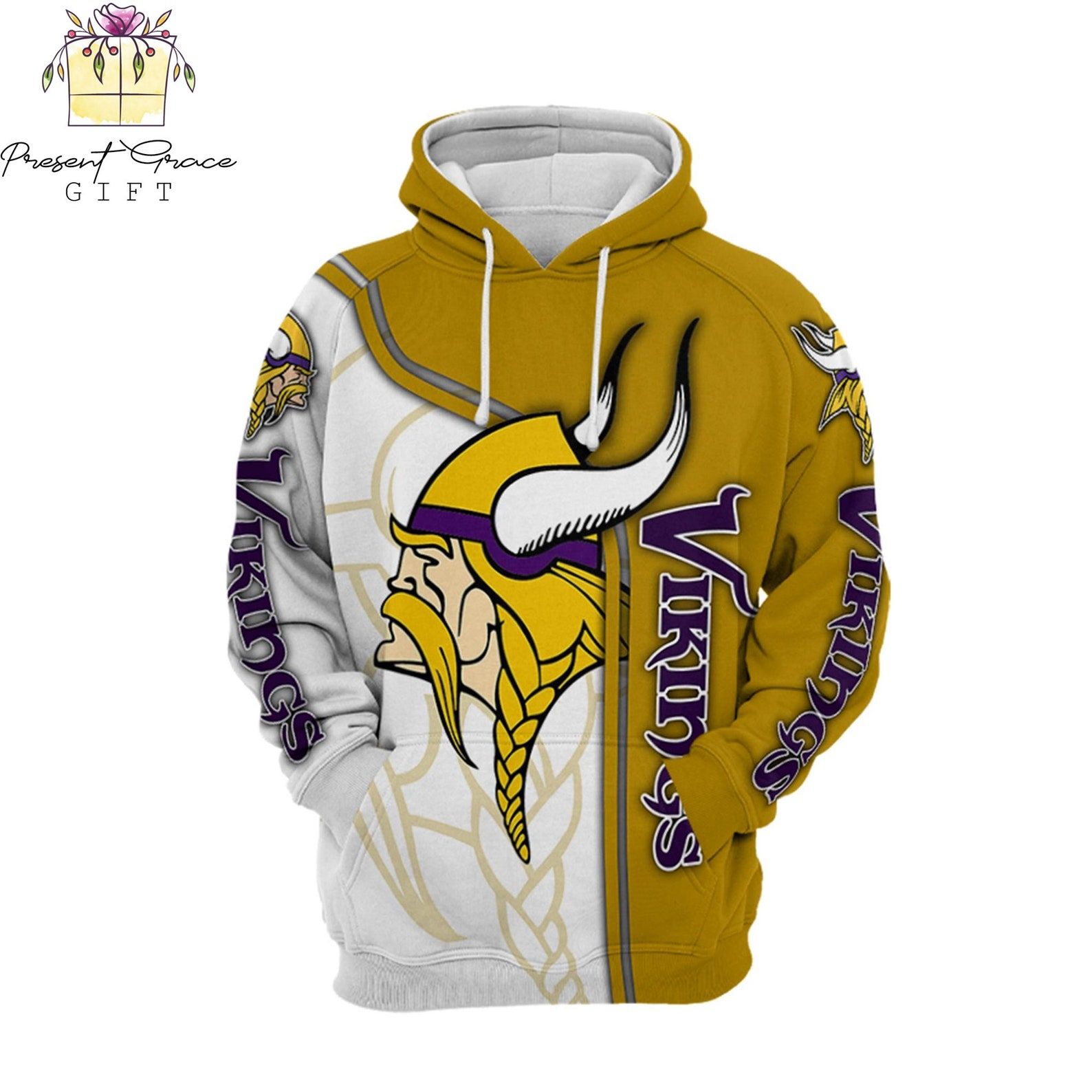 Minnesota Vikings Gold 3D All Over Print Hoodie, Zip-Up Hoodie