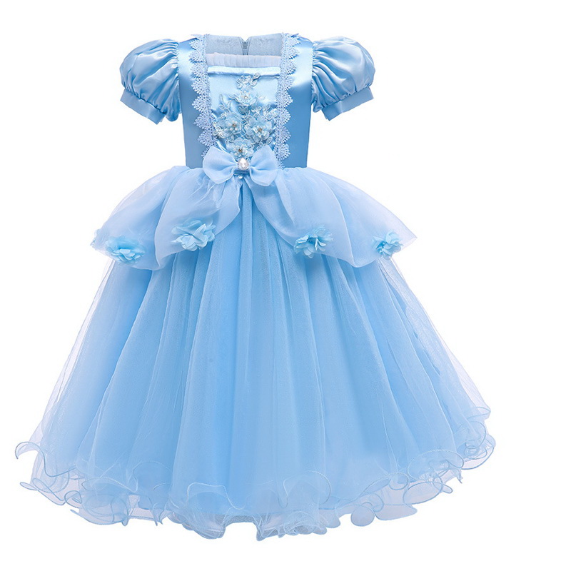 Blue Girls Cinderella Dress For Kids Crow Wands Sets Princess Girl Dress Up Halloween Christmas Party Drama Carnival Costume alx