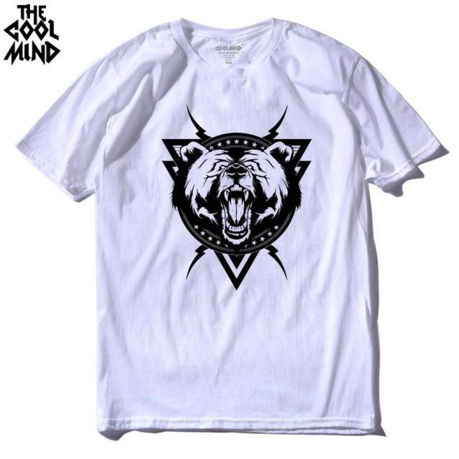 100% cotton short sleeve o-neck bear men t shirt