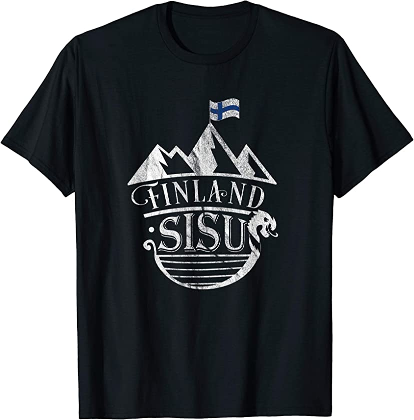 Vintage Sisu Viking Ship Flag of Finland T-Shirt