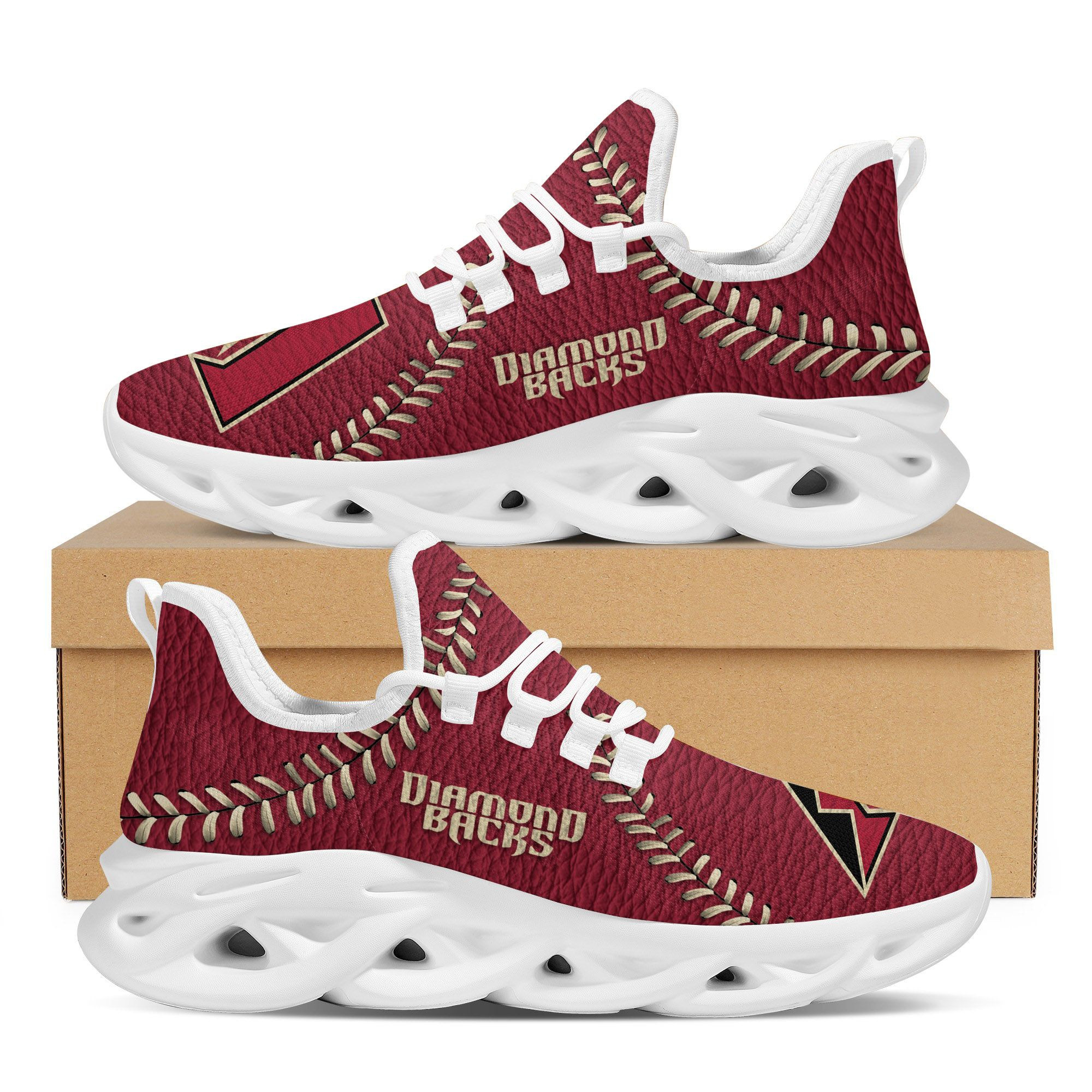 Arizona Diamondbacks  Baseball Teams Leather Surface Design Trending Max Soul Clunky Sneaker Shoes For Mens Womens