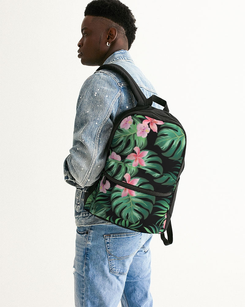 Summer Palm Leaves And Flowers Small Canvas Backpack