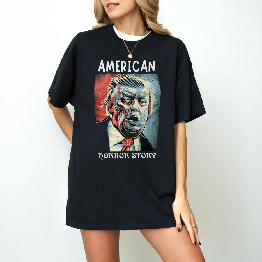 American Horror Story Trump T-Shirt, Trump American Horror Story Shirt, Anti Trump, Print Graphic T-Shirt, Casual Cotton Short Sleeve Womenswear