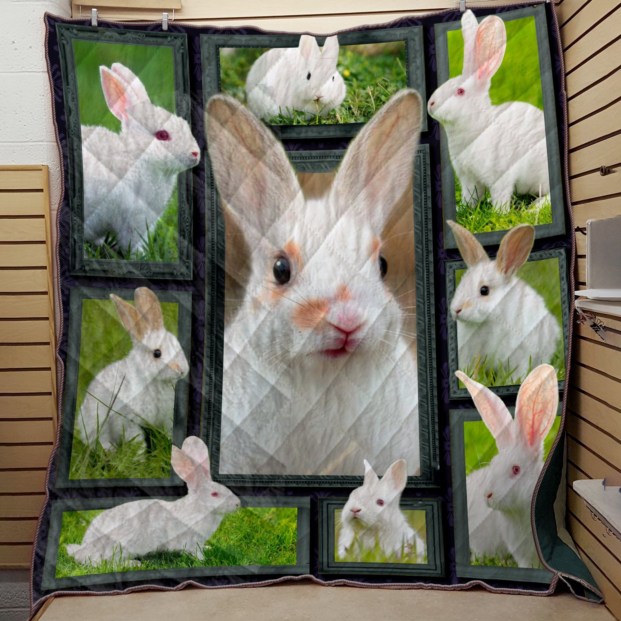 Rabbit Beauty White Quilt Blanket