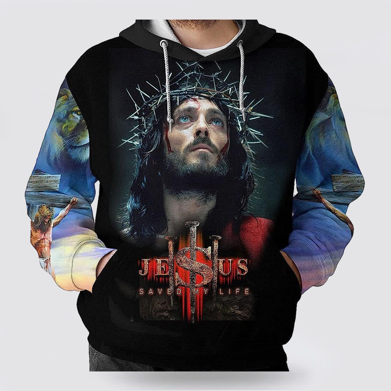 Jesus Saved My Life Hand Pray 3D Hoodies For Women Men  Christian Apparel Hoodies