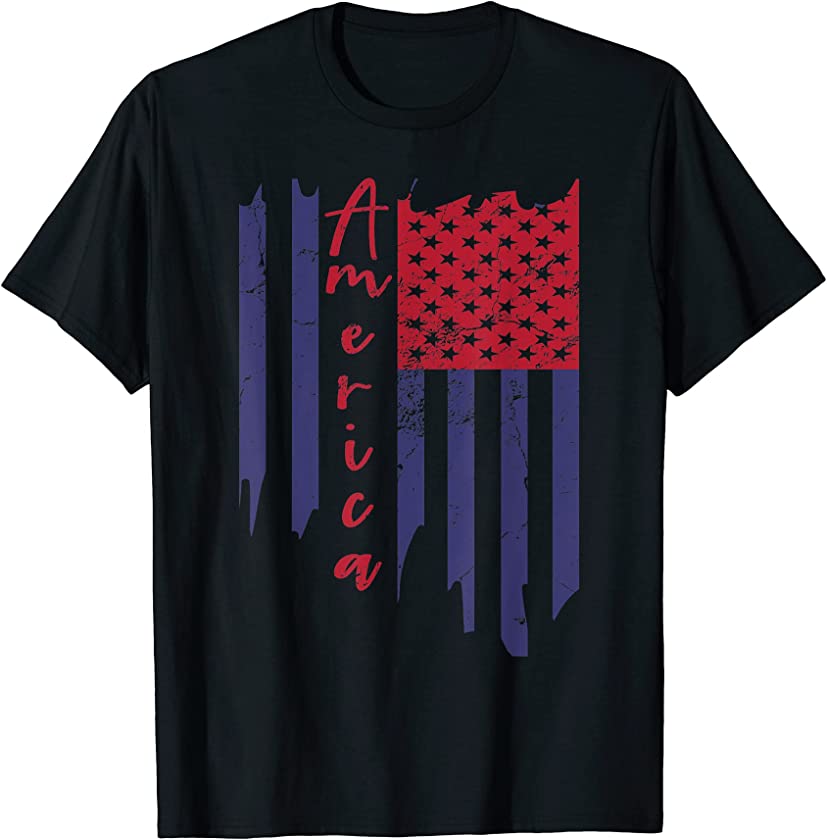 American With Vintage Flag Cool 4th Of July Design T-Shirt