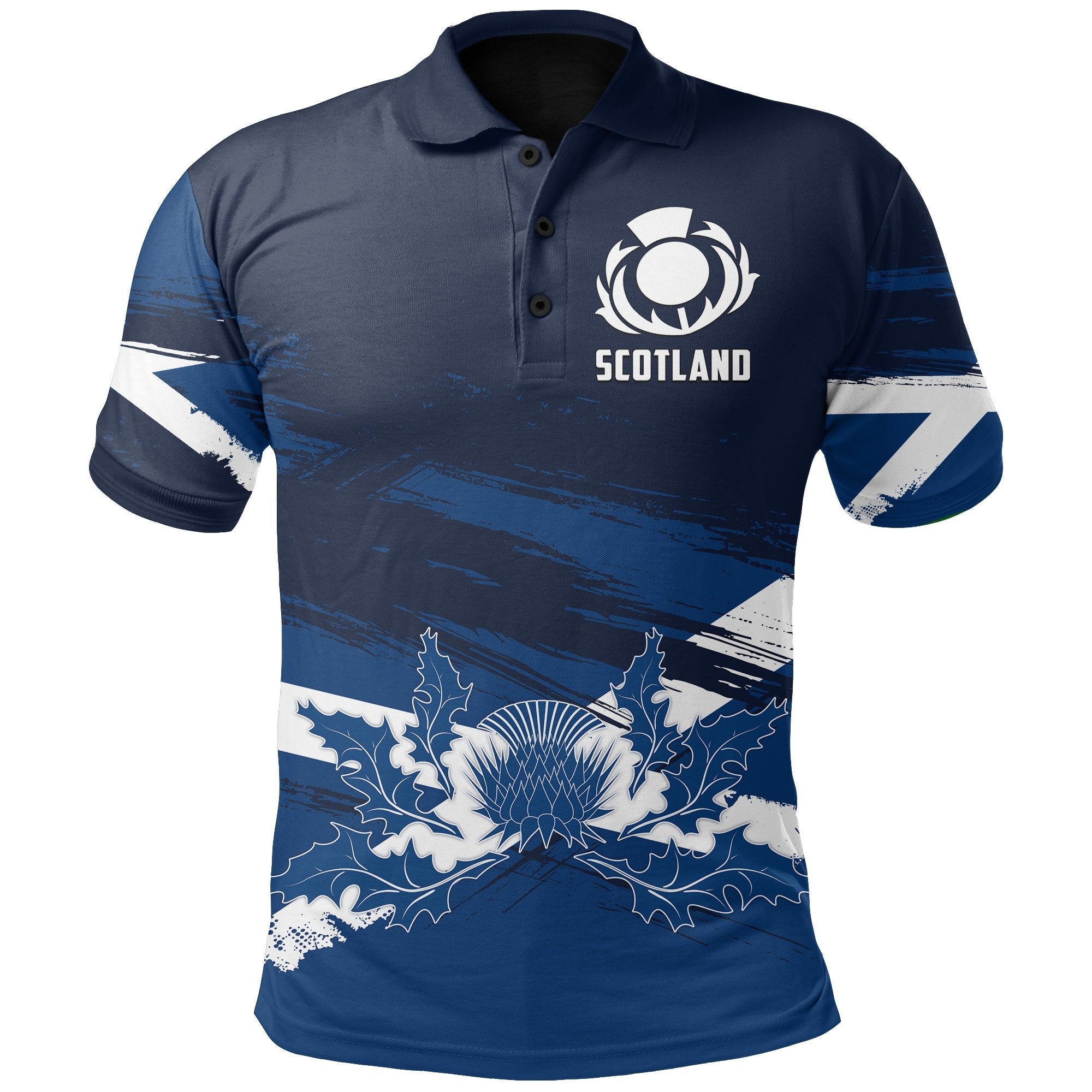 Scotland Rugby Polo Shirt Grunge Version