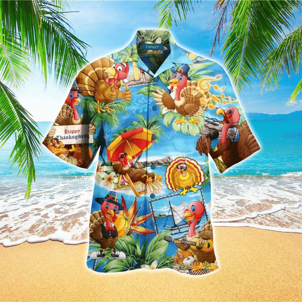 Turkey Happy Thanksgiving Colorful Hawaii Shirt Aloha Ha86877