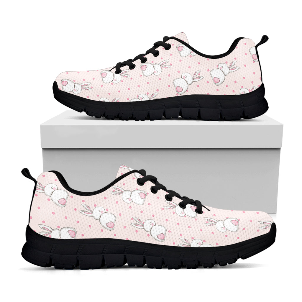 Cute Rabbit Pattern Print Black Sneakers