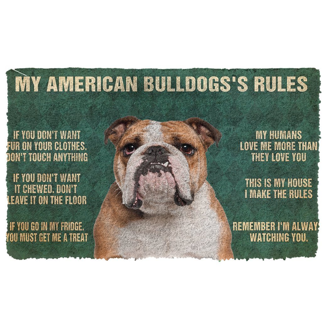 Gearhumans  Gearhuman 3D My American Bulldog’s Rules Doormat