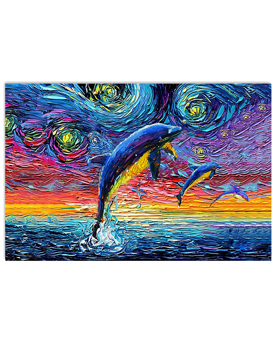 Dolphins Van Gogh Poster Print, Canvas Print Wall Art, Canvas Poster Wall Decor