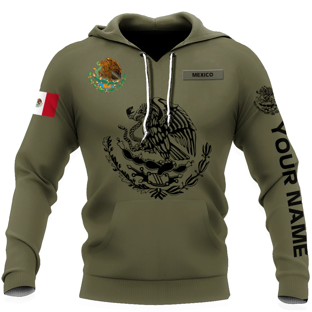 Customized With Name 3D Mexican Hoodie, Mexican Eagle Snake On Hoodies, Mexico Hoodie