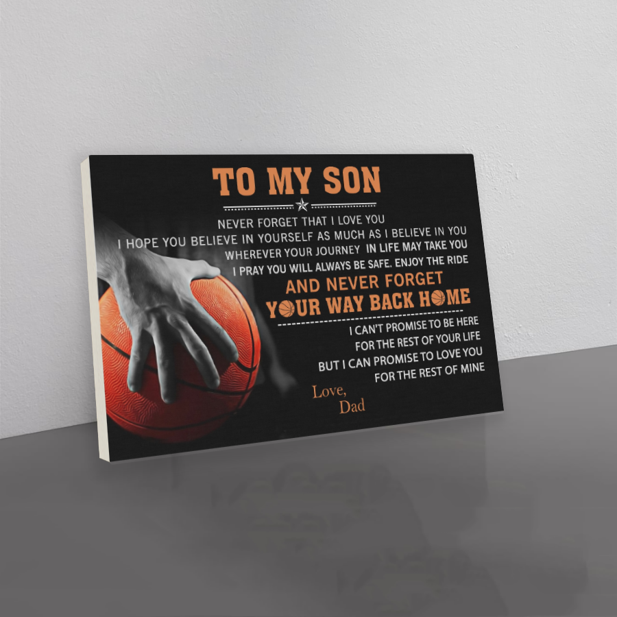 basketball canvas dad to son never forget that i love you