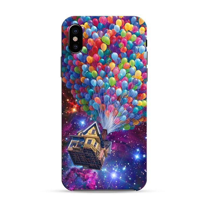 Balloons Flying House In Galaxy Nebula Iphone X 3D Case | Black