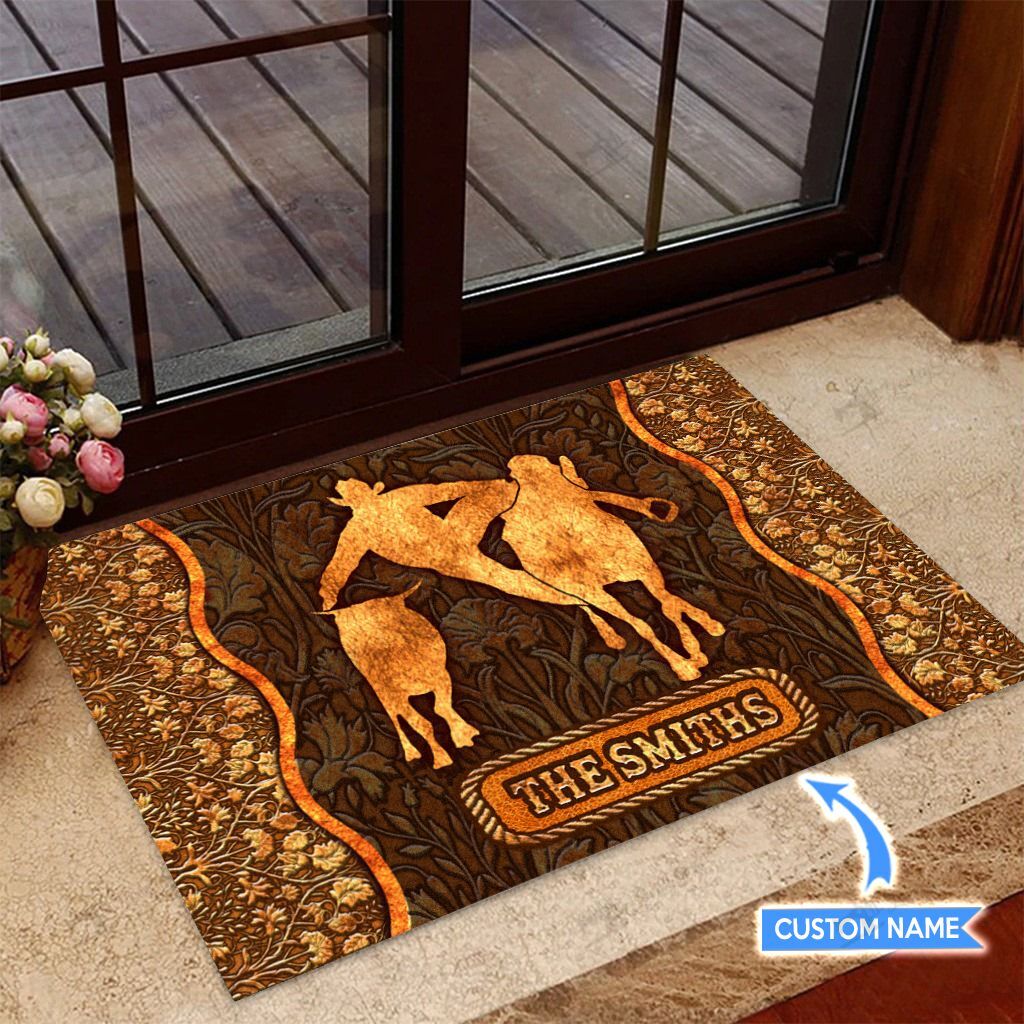 Steer Wrestling Personalized Doormat TRJ20110711