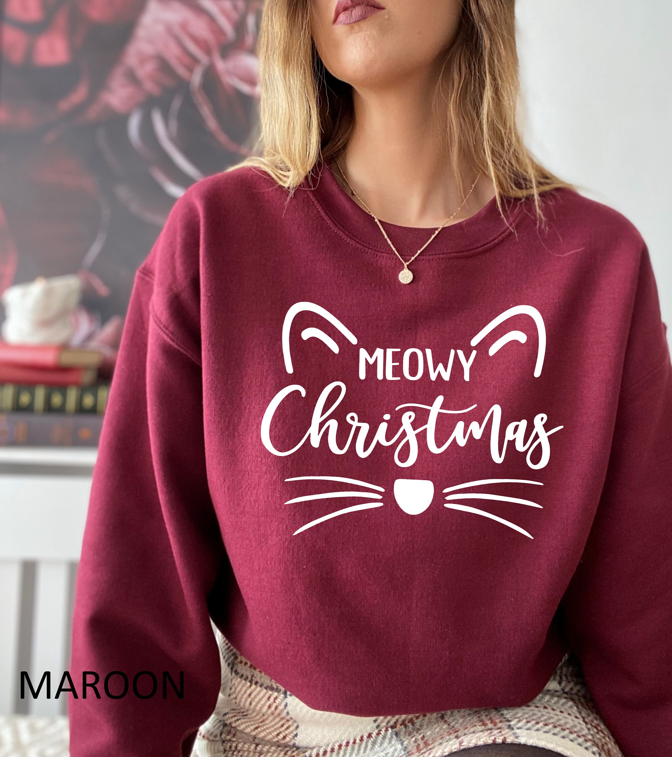 Meowy Christmas Sweatshirt, Cat Christmas Sweatshirt, Cute Christmas Sweatshirt, Christmas Sweater, Christmas Gift