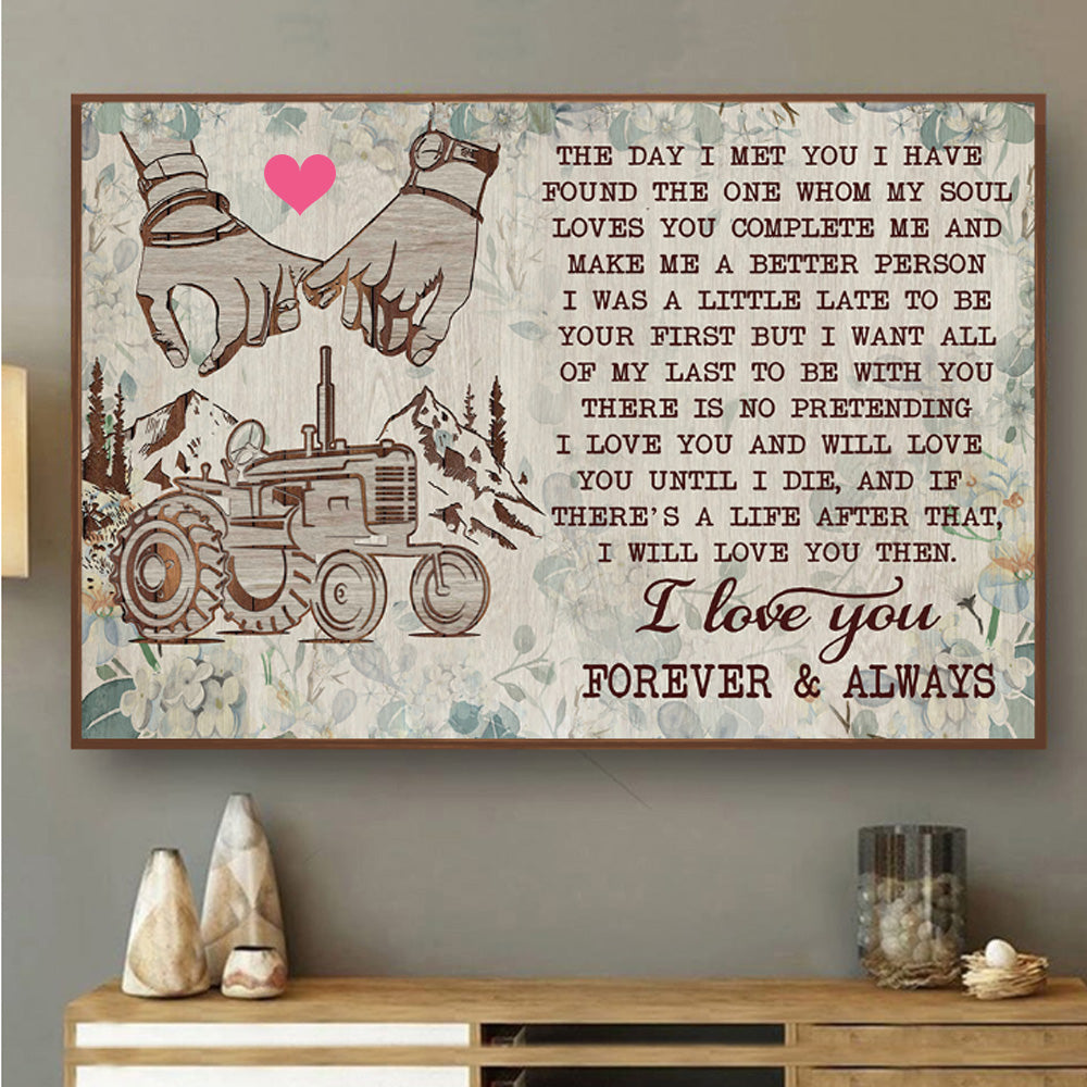 Tractor Floral Pallet Couple Lovers Horizontal Poster & Canvas Home Decor Wall Art Visual Art