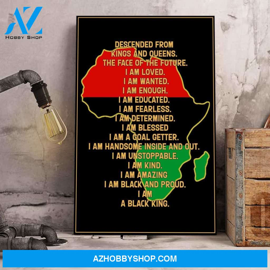 I Am Black King Canvas, Africa Map Canvas And Poster