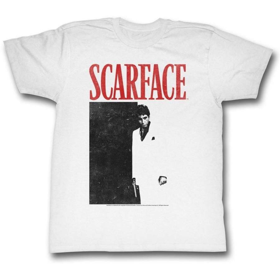 Scarface Black & Red Poster Adult White T-Shirt