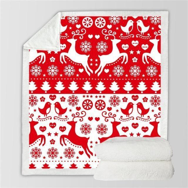 X-Mas Red And White Pattern Blanket Christmas Decoration Ideas