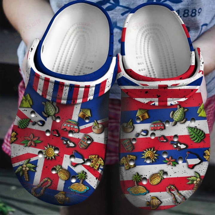 Hawaii Flag Symbol Crocss Classic Clogs Shoes For Men Women Kids