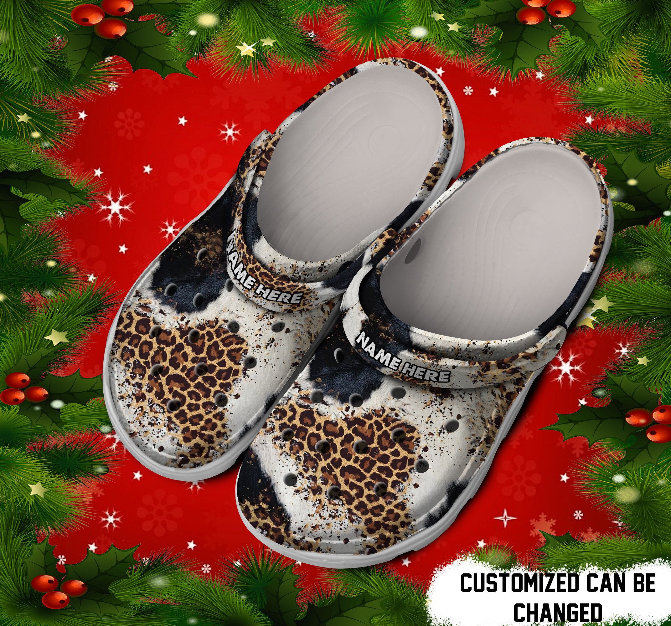 Leopard Crocs – Leopard Glitter Fur Cheetah Gift For Him Her Classic Birthday Gifts Clog Shoes