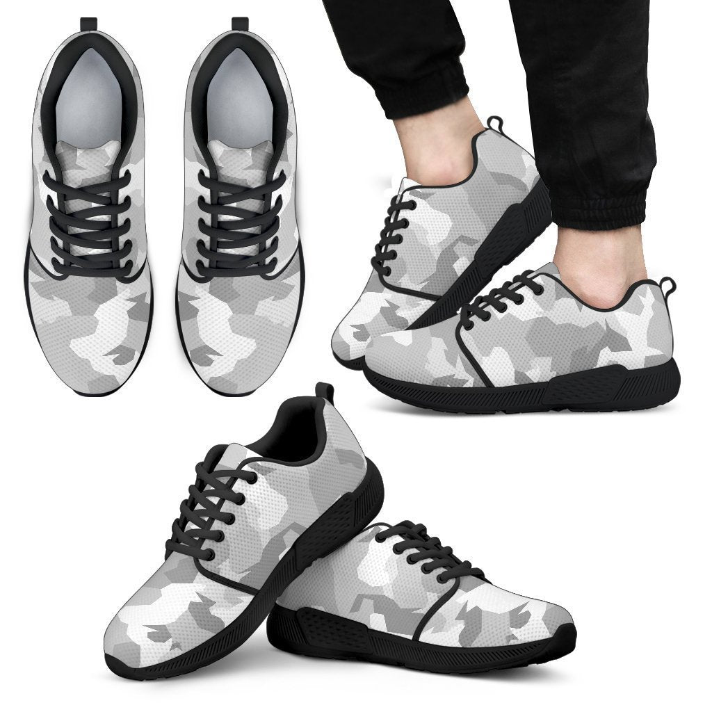 White Snow Camouflage Print Men’S Athletic Shoes