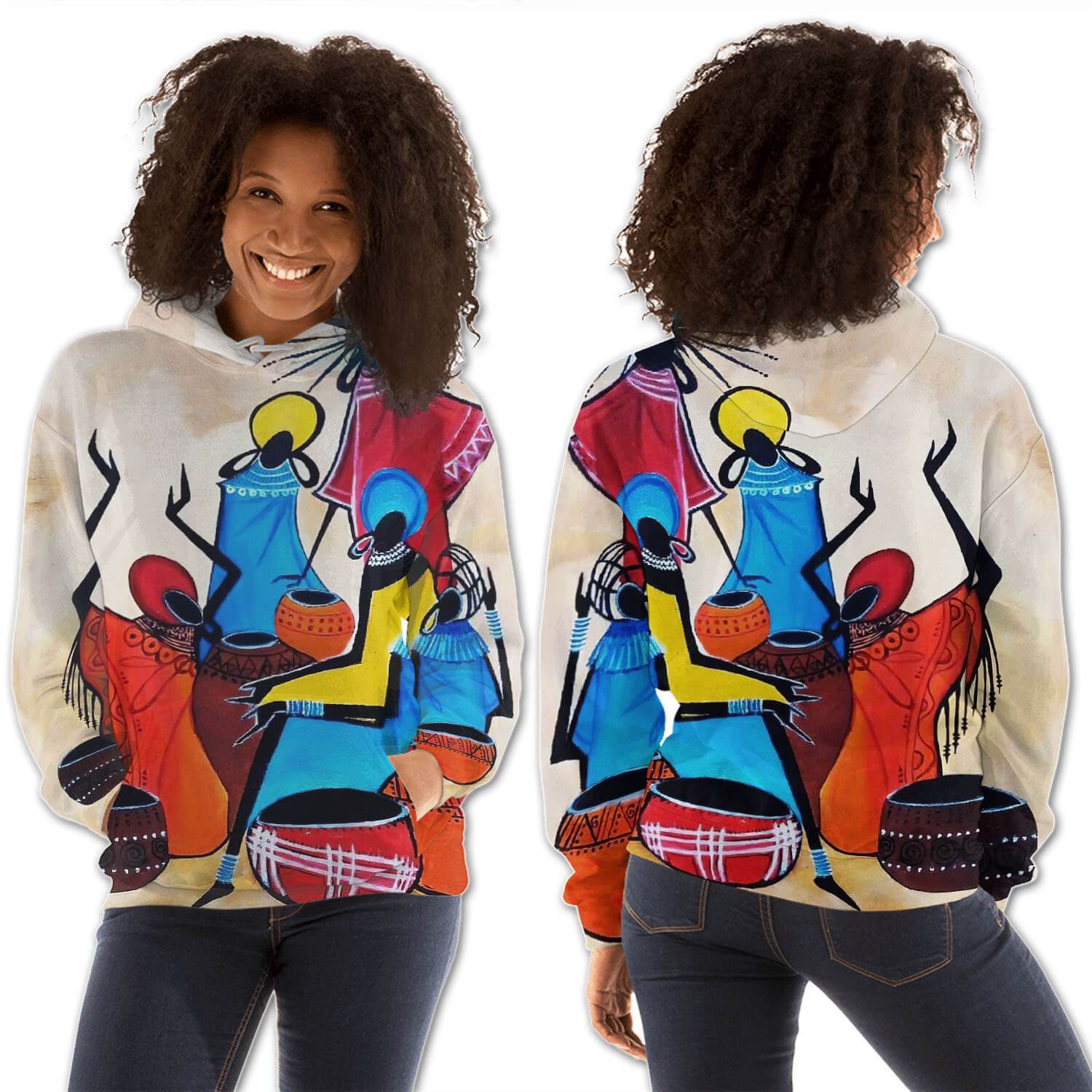 African American Hoodies Beautiful Afro Girl All Over Print Womens Hooded Sweatshirt African Print Clothing BPS81061