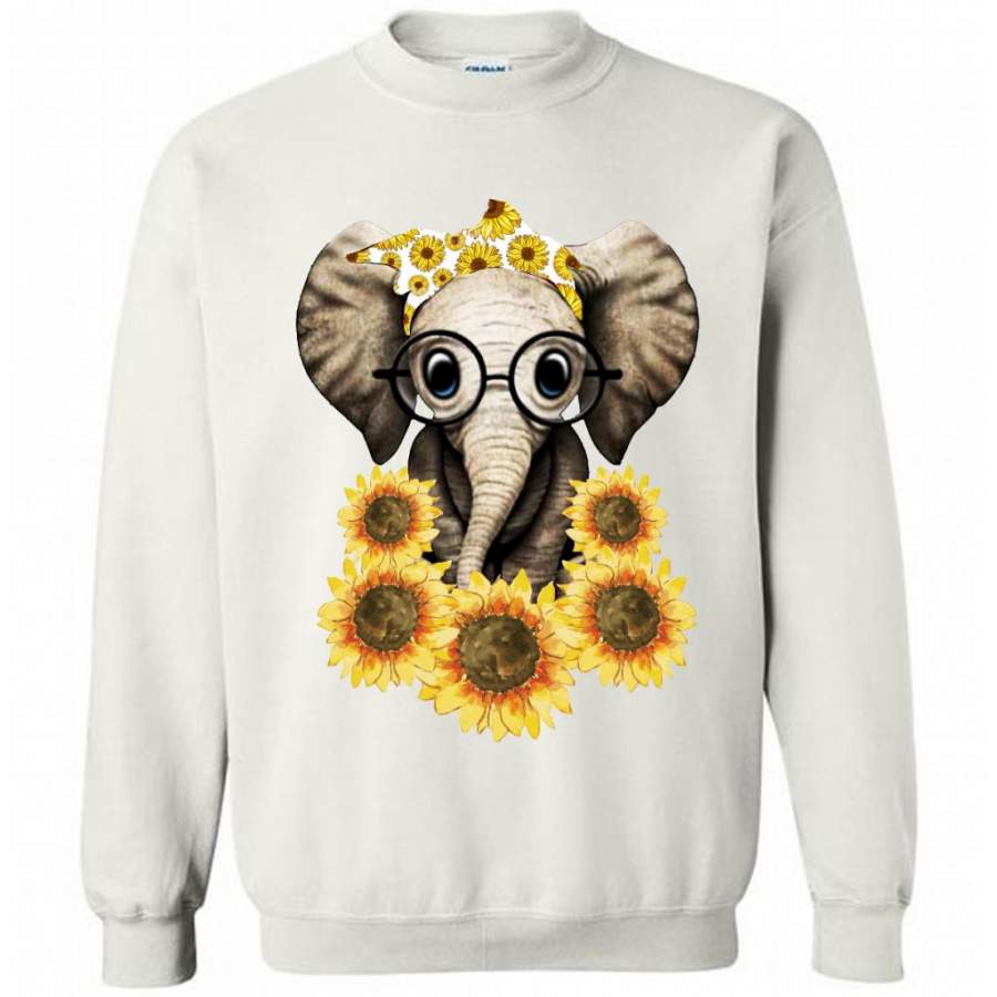 Sunflowers Elephant – Gildan Crewneck Sweatshirt