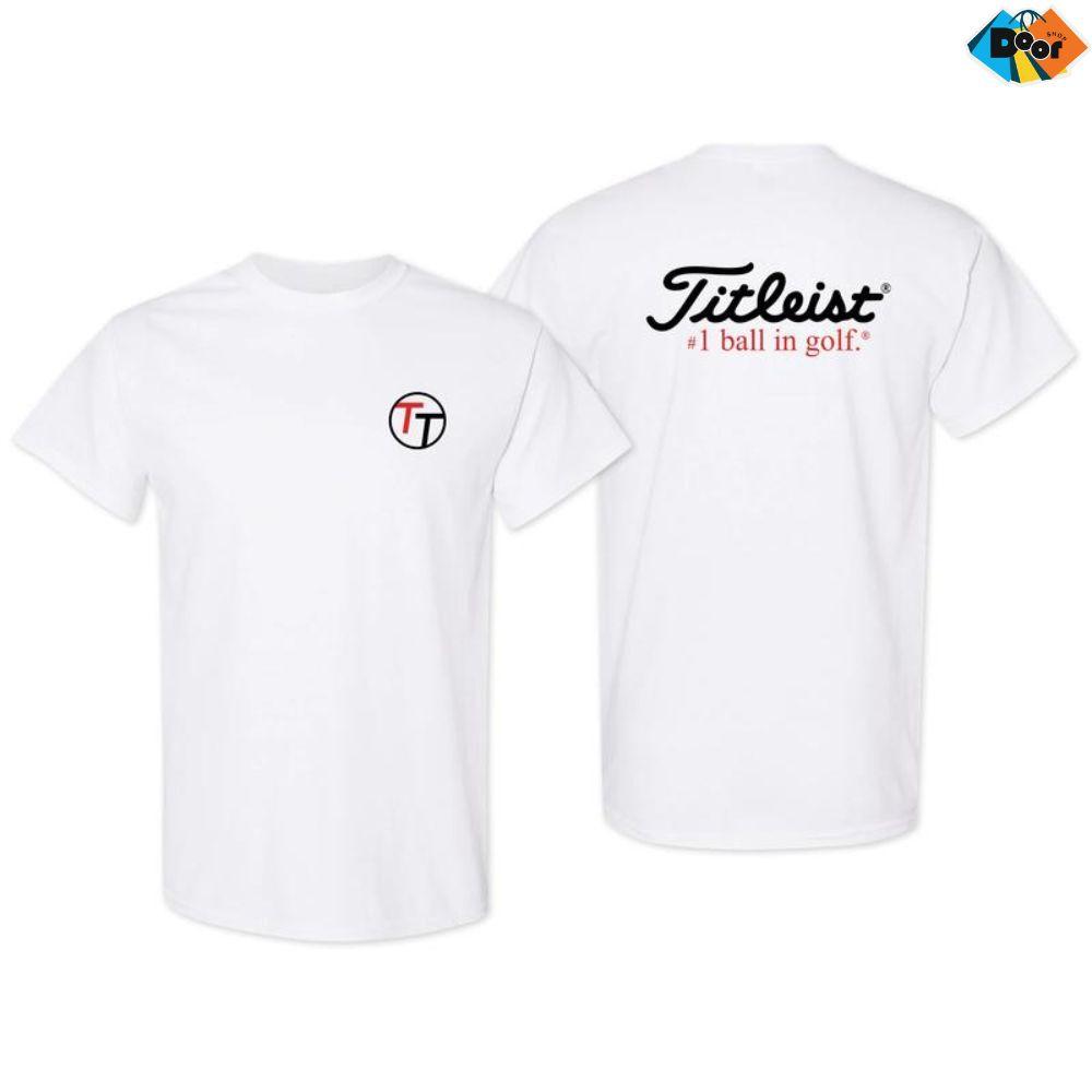 Titleist Golf Logo T-Shirt Minimalist White Tee with “#1 Ball in Golf” Slogan, Clean Country Club Style Shirt for Golfers & Fans of the Game.