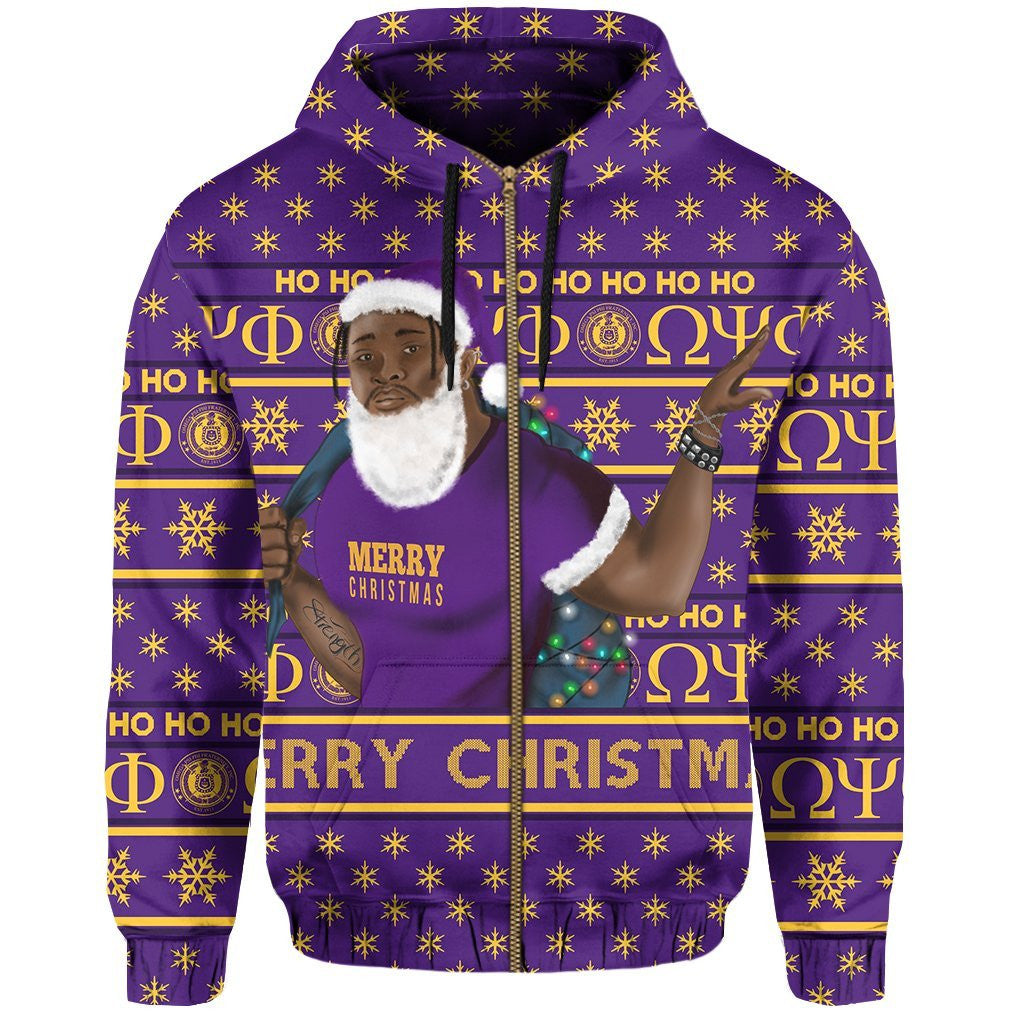 Christmas Omega Psi Phi Zip Hoodie Best Purple J1